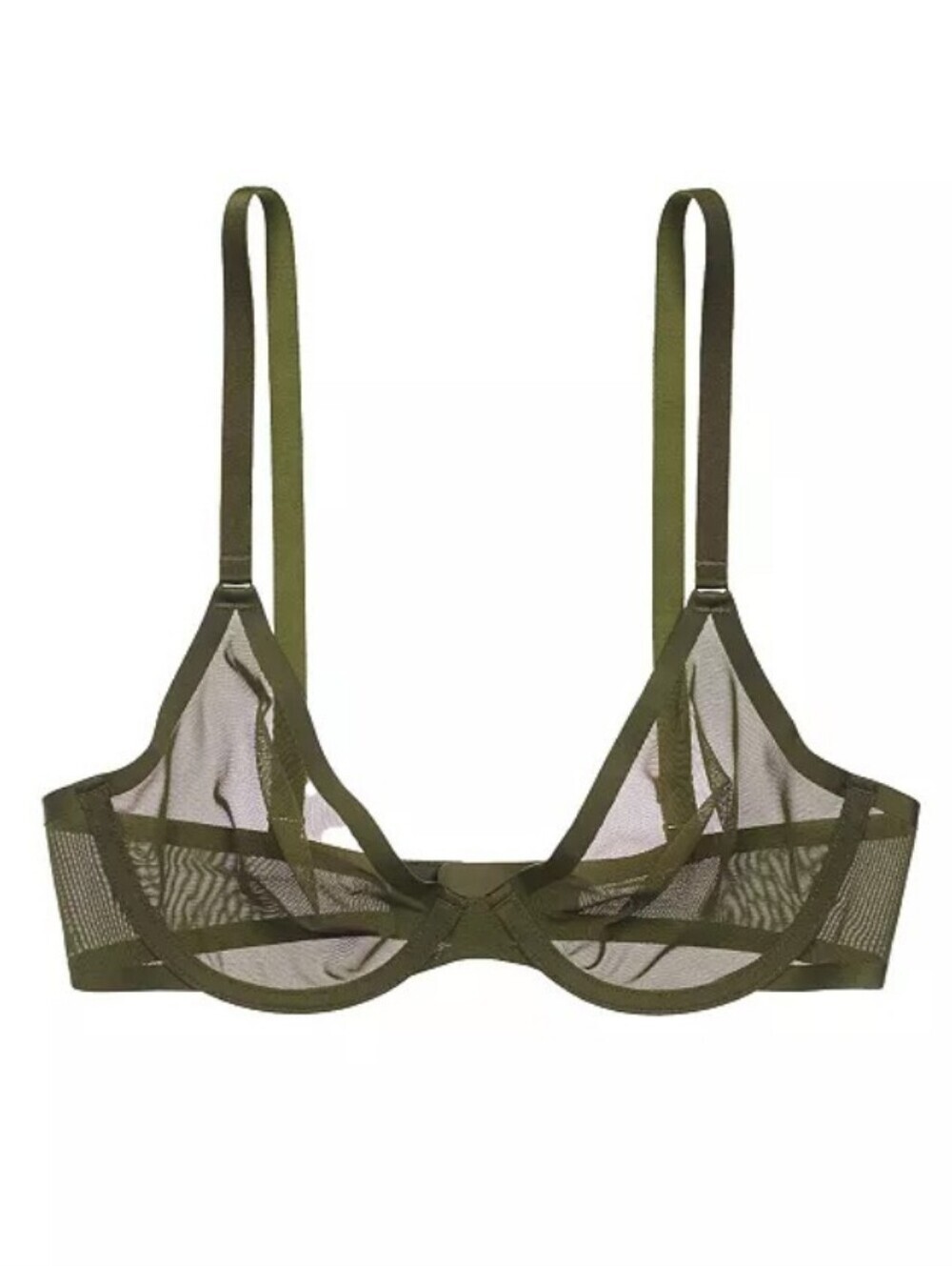 Cuup NWT The Plunge-Mesh Underwire Bra Size 34B In Moss.
